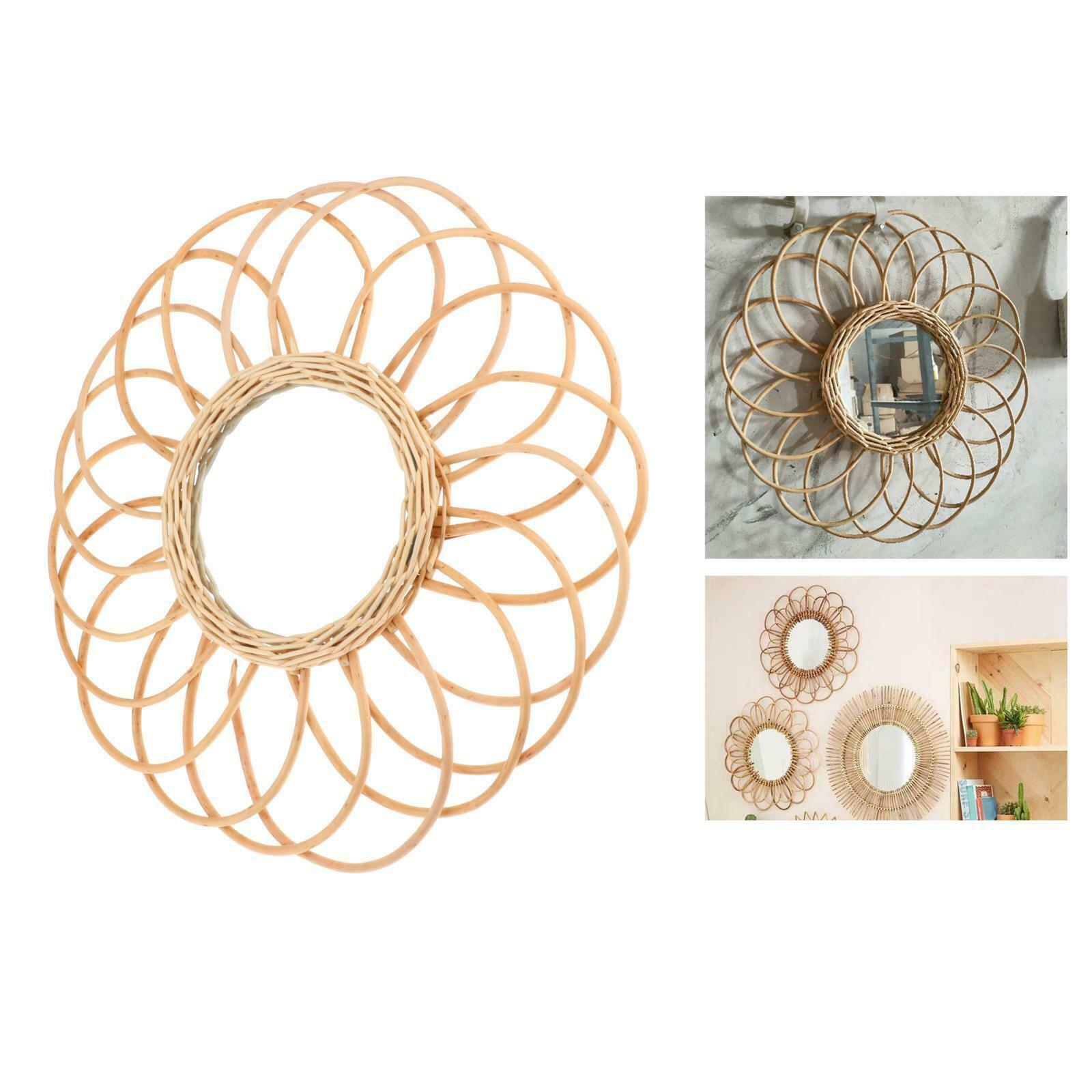 Round Wall Hanging Mirror Makeup Mirror Dressing Boho Mirror B Dia 40cm