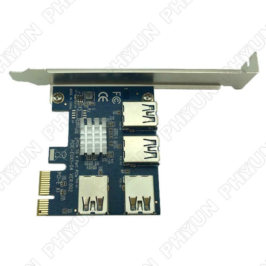 PCI Express Riser Card PCI-E 1x to 16x 1 to 4 PCIE Bus Port USB Slot Multiplier
