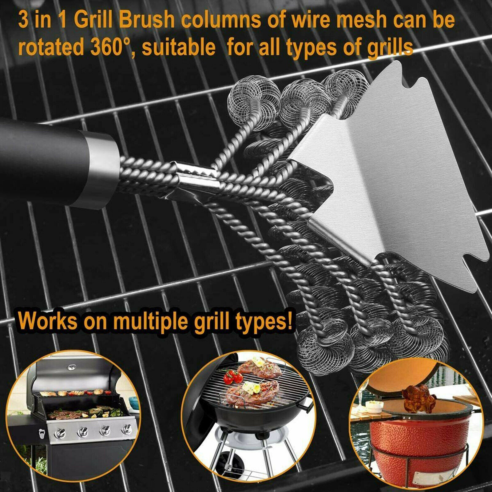 Remover Barbecue Grill Brush Stainless Steel Heat Resistance BBQ Gas Charcoal