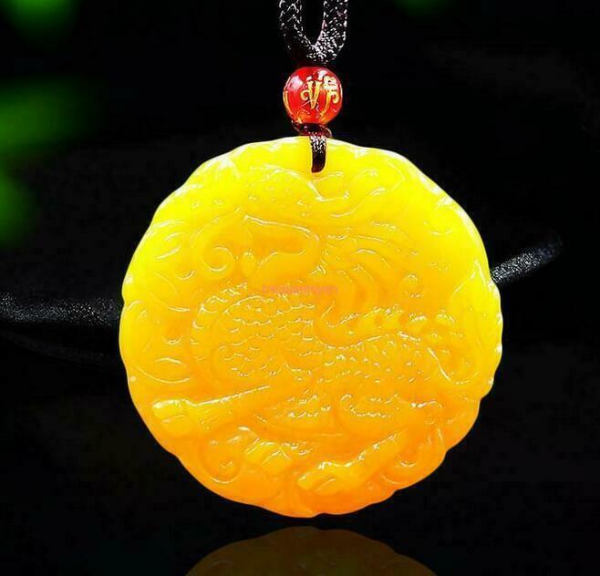 Yellow Jade Kirin Pendant Amulet Fashion Natural Jadeite Necklace Jewelry Gifts