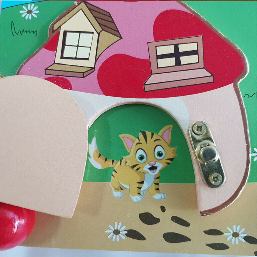 Montessori Wooden Busy Board Locks & Latches Sensory Board for Toddlers Toys