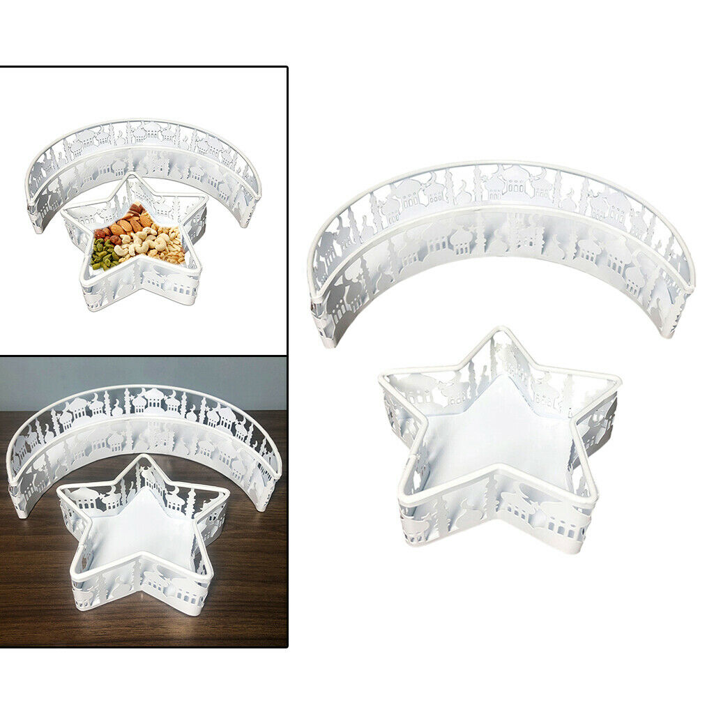 Iron Eid Mubarak Dessert Pastry Serving Tray Ramadan Islam Muslim White