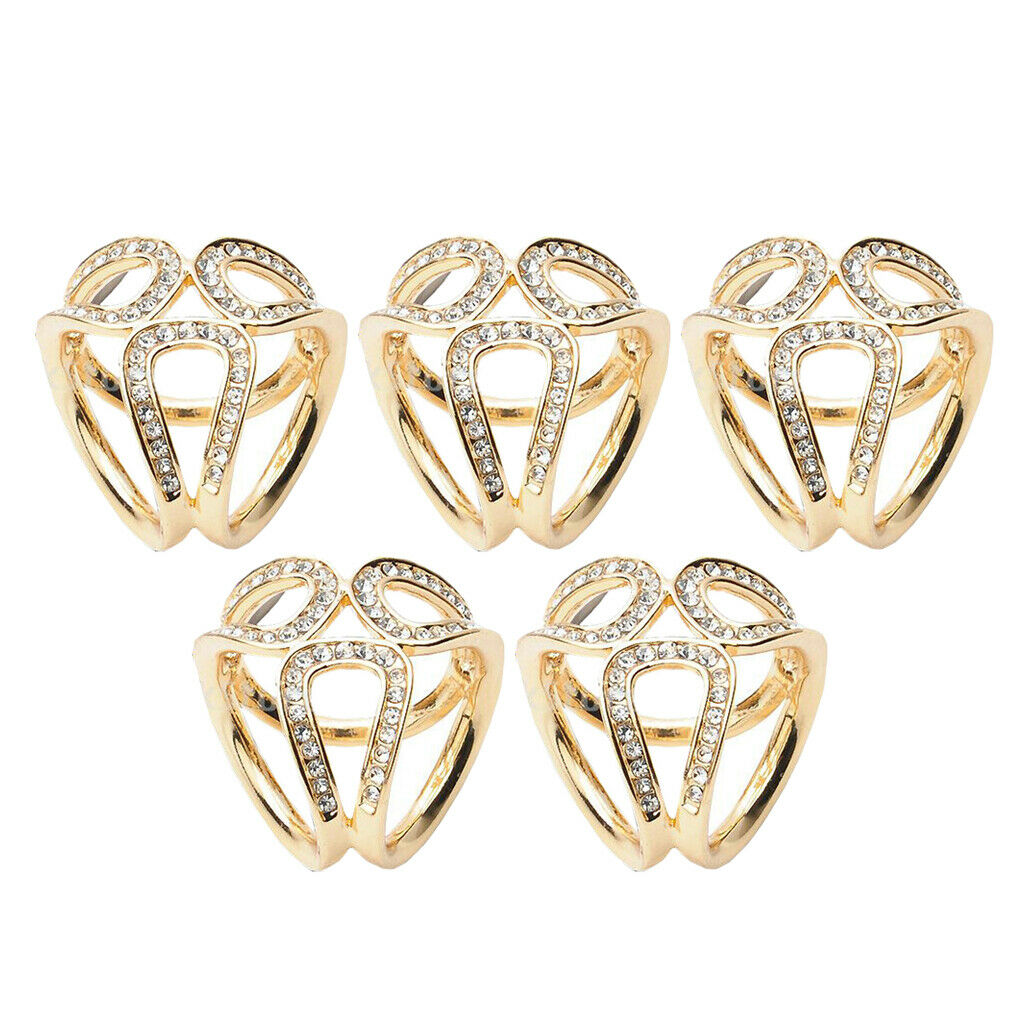 5 Pcs Womens Elegant Hollow 3-Ring Scarf Buckle Brooch Scarf Ring Jewelry