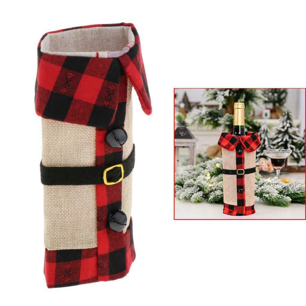 Christmas SANTA SUIT WINE BOTTLE COVER Holiday Decorations Gift Bag Wrap