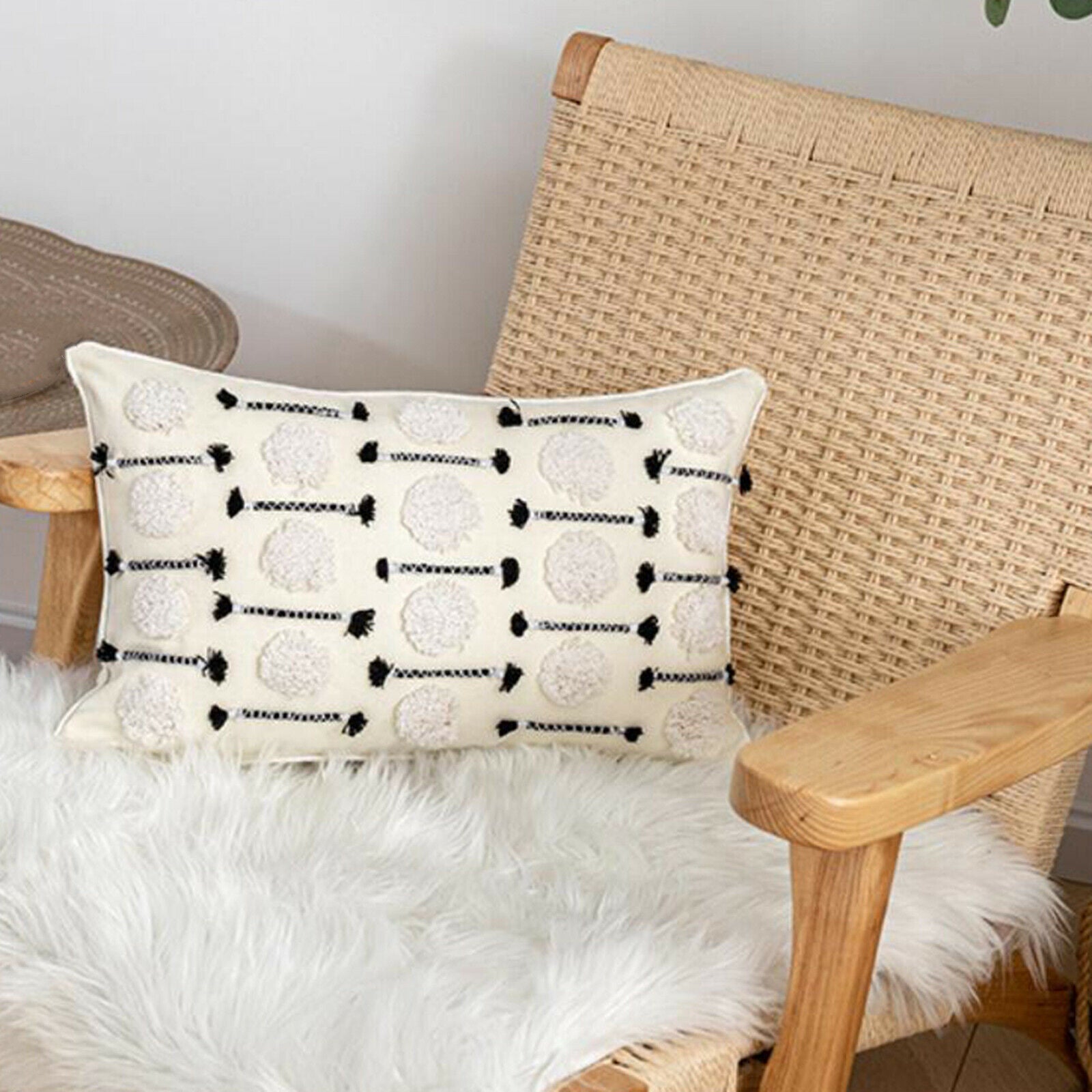 Short Plush Bohemia Throw Pillow Covers Tufted Pillowcases Car Bed Couch