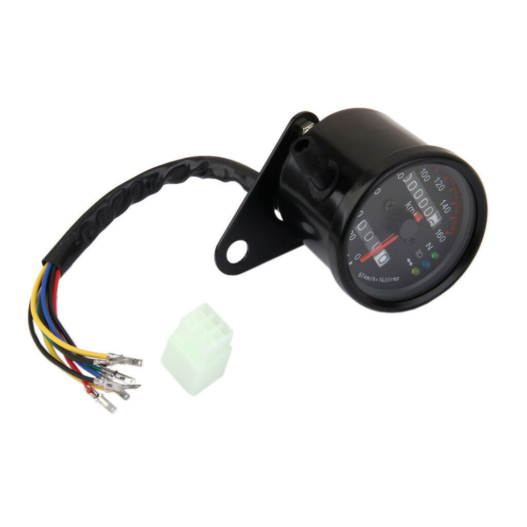 Universal Motorcycle Dual Odometer Speedometer Gauge with LED indicator, Speed