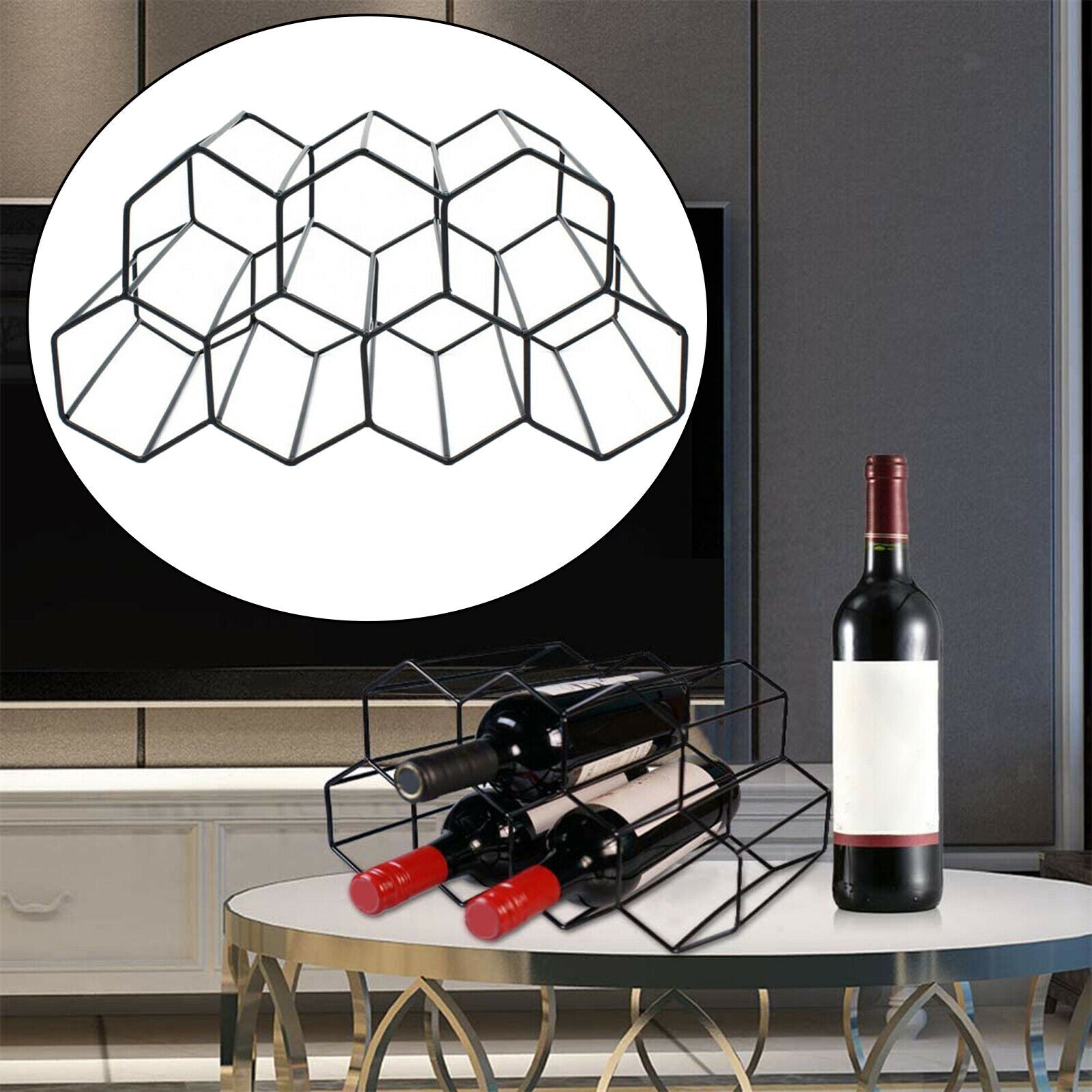 3 Tier Hexagonal Metal Freestanding Floor Stands for Counter Mini Bars Home