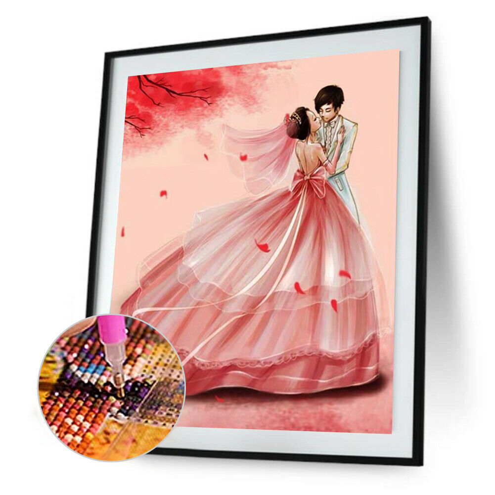 5D DIY Diamond Painting Wedding Couples Full Drill Embroidery Room Decor @
