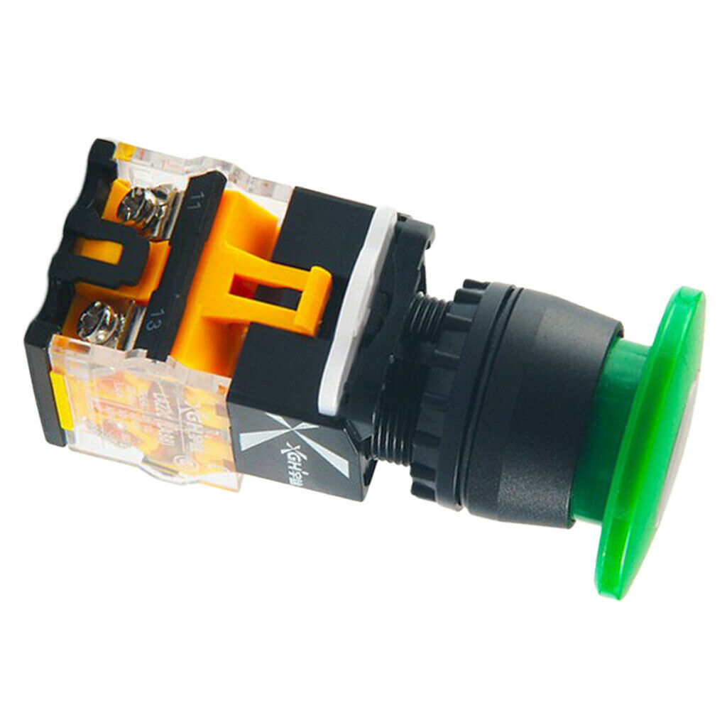 LA22B-11M Aluminum Black Head Push Button Flat Toggle Switch Self-locking