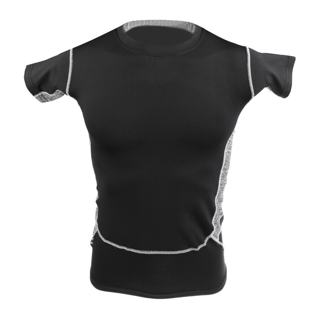 Men's Compression Short Sleeves Fitness Sports T-Shirts Bodybuilding Black