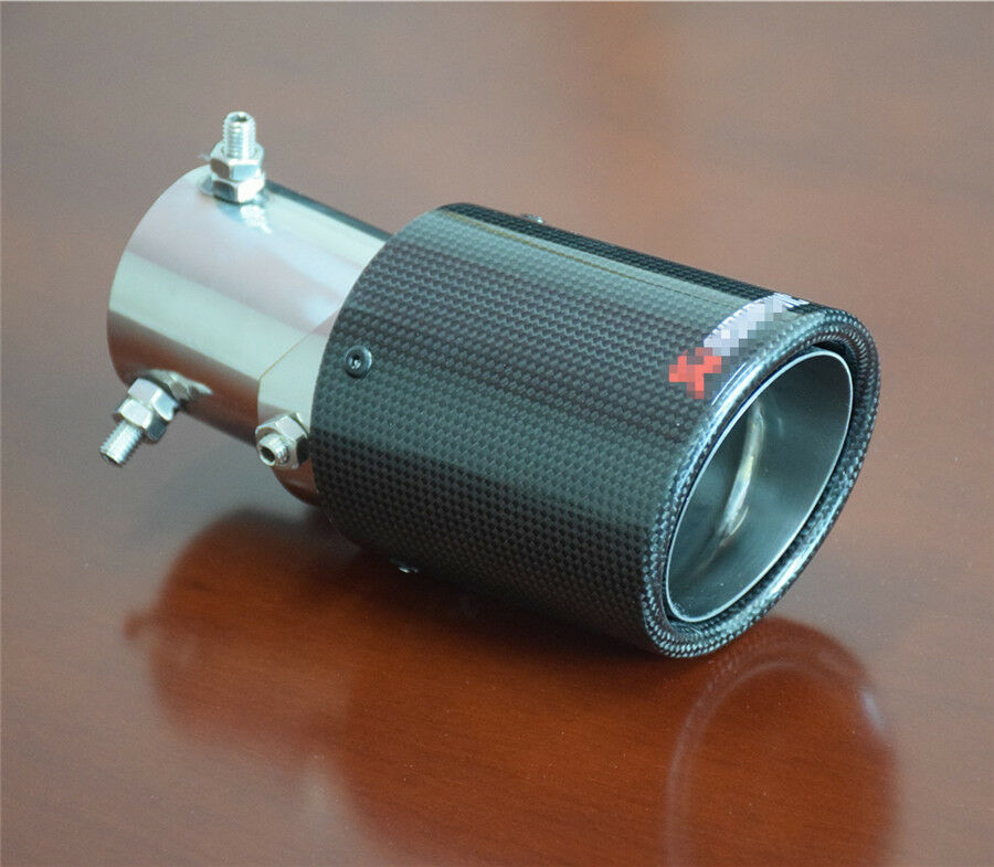 Glossy Carbon Fiber Car Modified Exhaust Pipe Tail Muffler Tip 63-89mm Universal