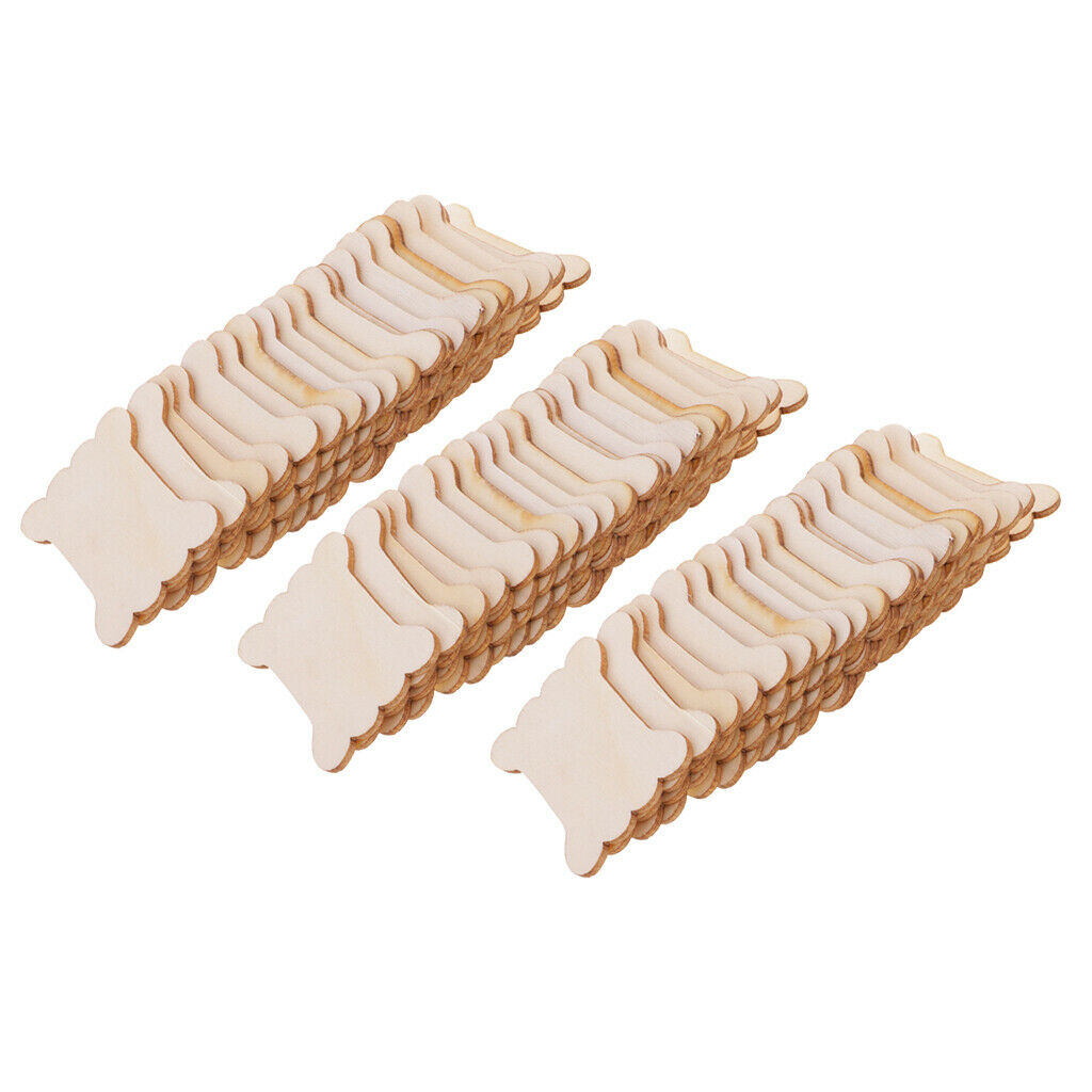 60 Pcs Bone Shape Wooden Embroidery Thread Bobbin Needlework Tool Holder
