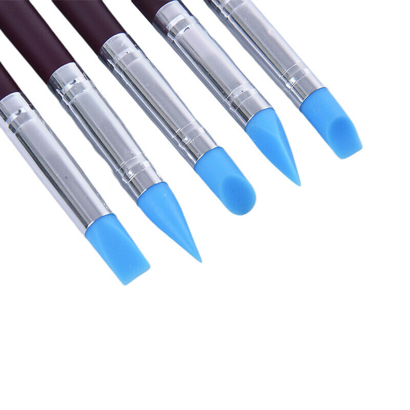 5PCS/set Wood Handle Silicone Rubber Clay Modelling Pottery Tools For DIY.l8