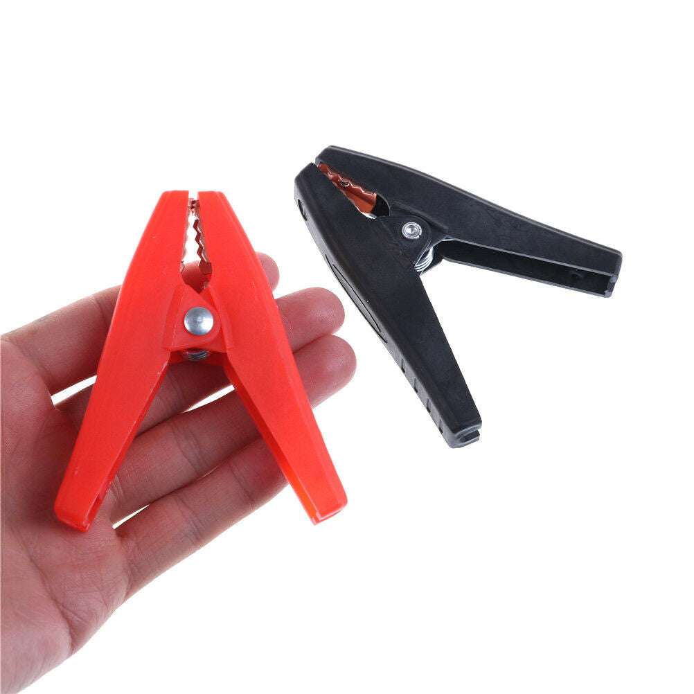 2pcs 90mm 100A Plastic Alligator Clips Car Battery Clamps Connecter Red & Bl SJ