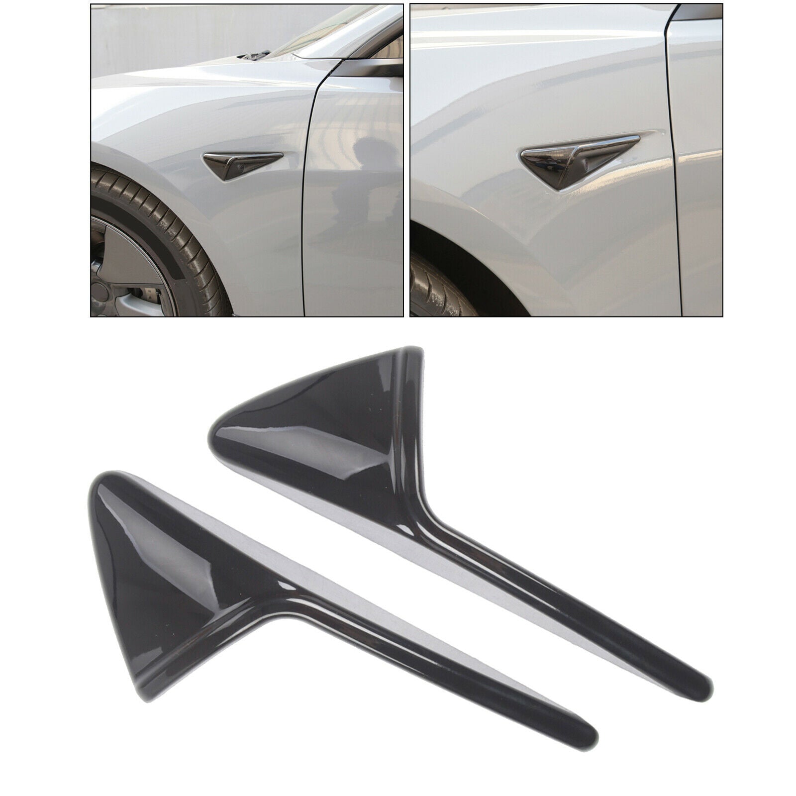 2x Side Cover for Tesla Decoration Trim ABS Auto Exterior glossy black