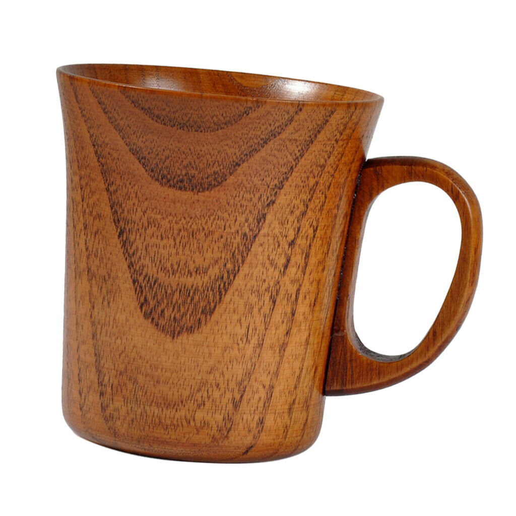 Natural Wood Cup with Handle Water Coffee Milk Wine Mug Tableware Gift