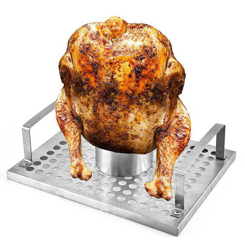 Beer Can Chicken Roaster Rack Stainless Steel BBQ Roasting Holder for Campin.DD
