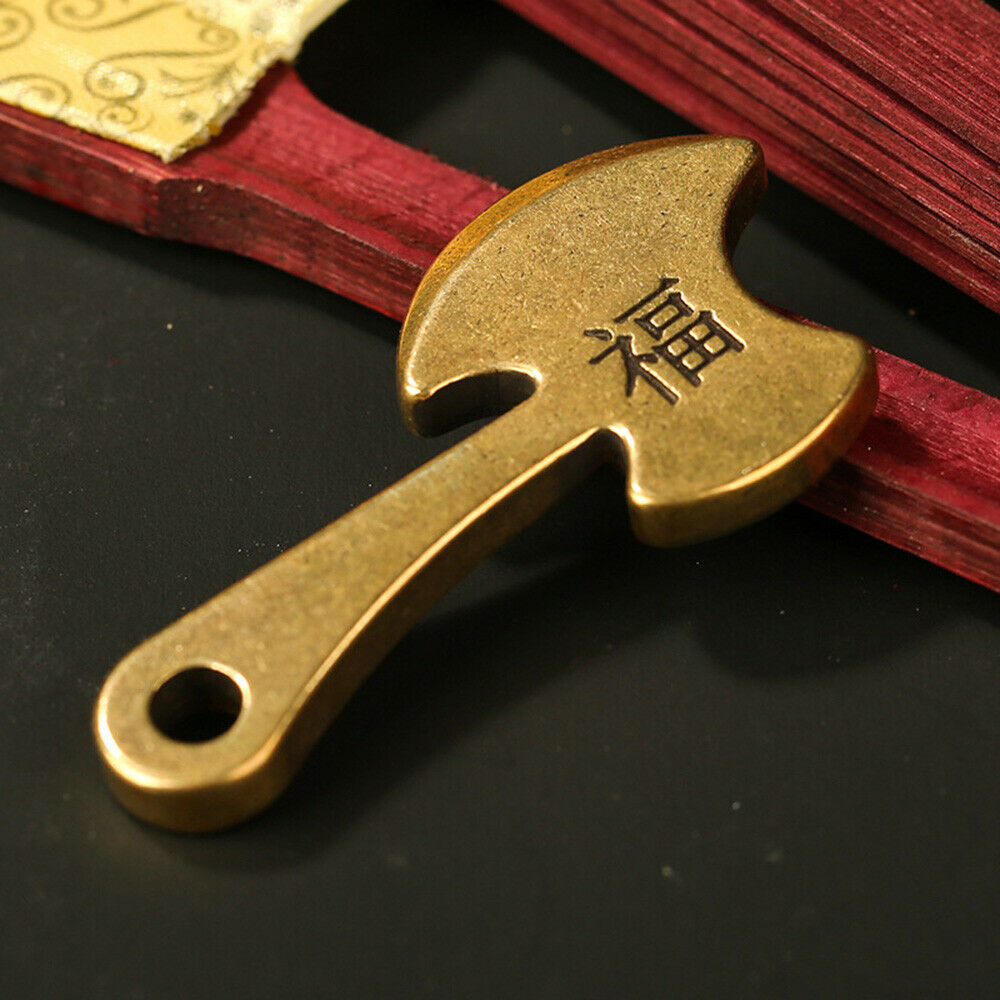 Chinese Blessing Axe Keychain Pendant Key Ring Necklace Jewellery Decor Craft