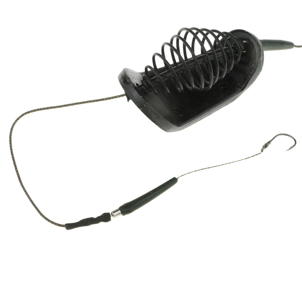 2pcs Durable Fishing Carp Coarse Hair Rig Hooks Set Inline Method Feeder Cages