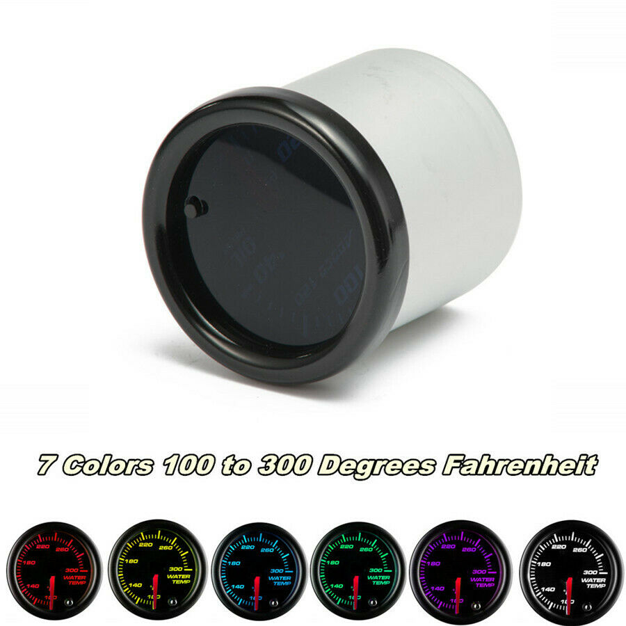 Black 52mm 7 Color LED Water Coolant Temperature Temp Gauge Meter - Â°F