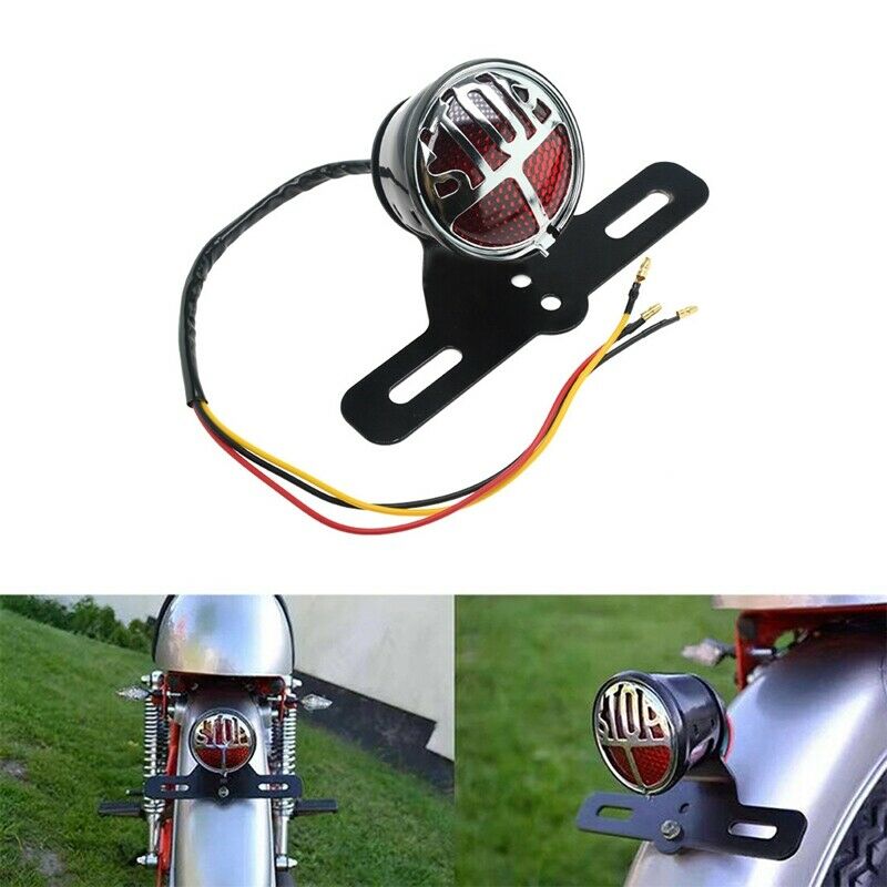 Motorcycle Retro Taillight Miller Stop Tail Light Number Plate Rear Lamp BrackH5