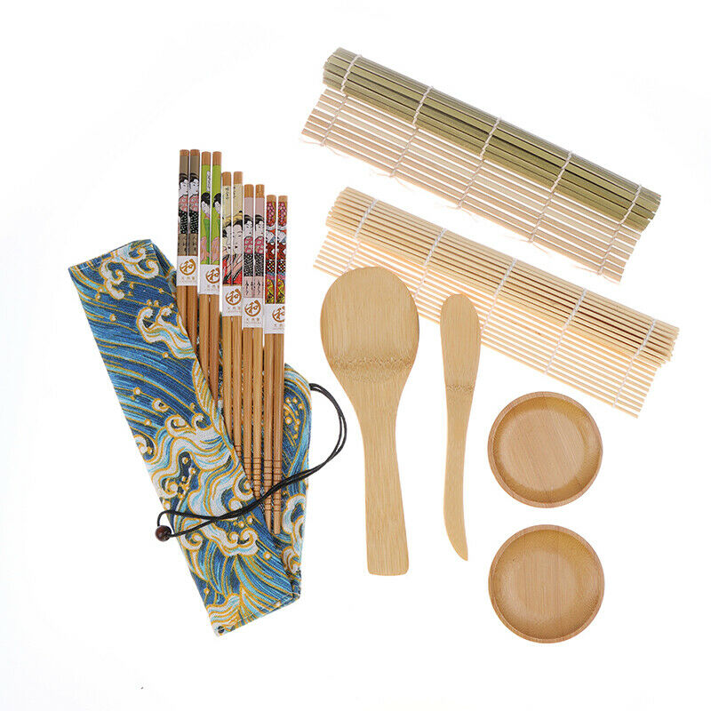 12Pcs/set Bamboo Sushi Maker Set DIY Sushi Curtain Rice Making Roll Kit ToolBDA