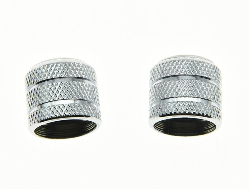 2x Chrome Push on Fit Tele Telecaster Abalone Top Guitar Dome Knobs or Bass Knob