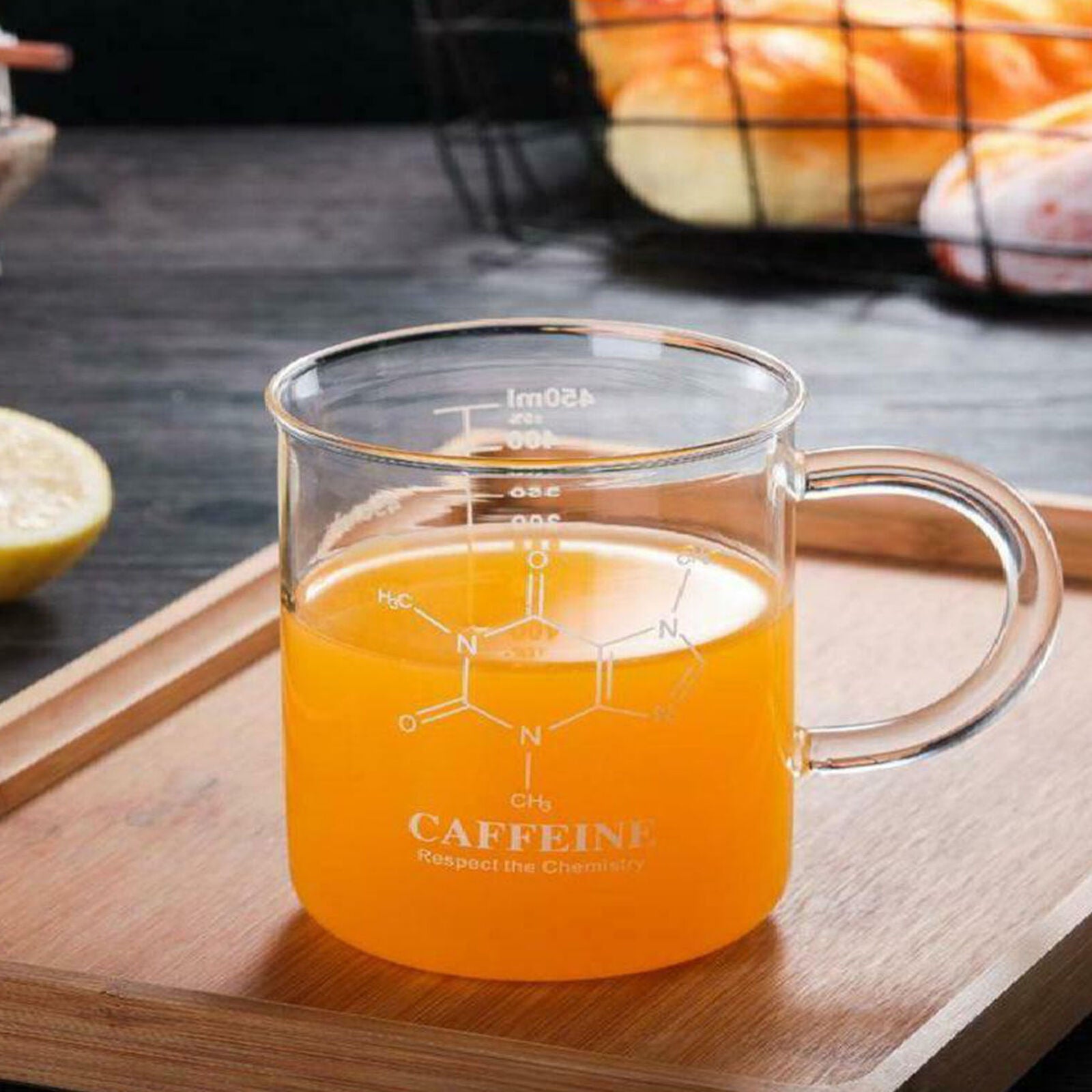 Caffeine Beaker Mug Graduated Beaker Mug with Handle Borosilicate Glass Cup