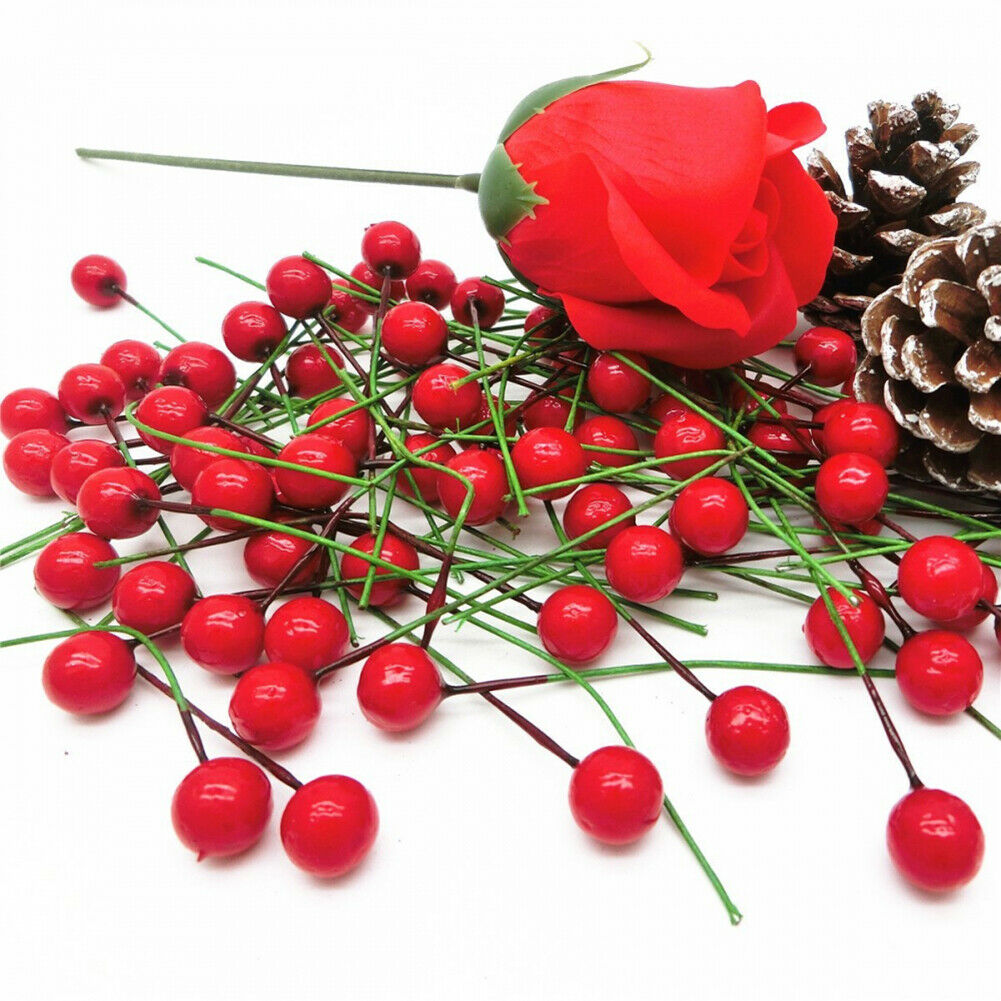 Artificial Holly Berries for Wedding Garden Home Decor DIY Gift Craft 100pcs