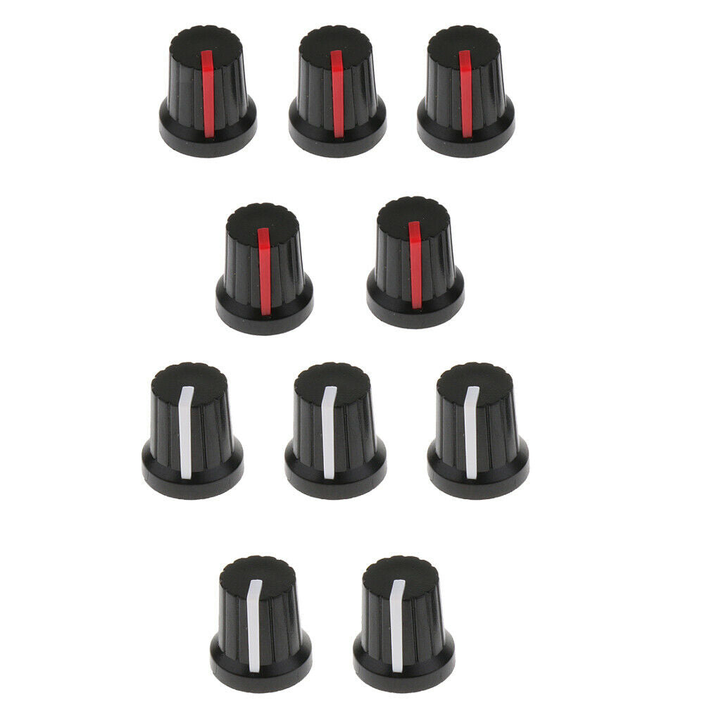 5pcs Plastic Guitar Effect Pedal Knob Amp Amplifier Control Knobs Black+Red
