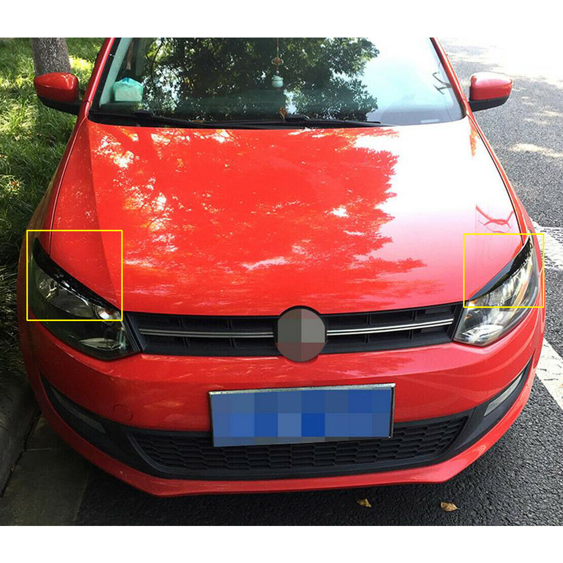 Pair Black Headlight Eyebrow Eyelid Trim Cover Fit For VW Polo MK5 11-17