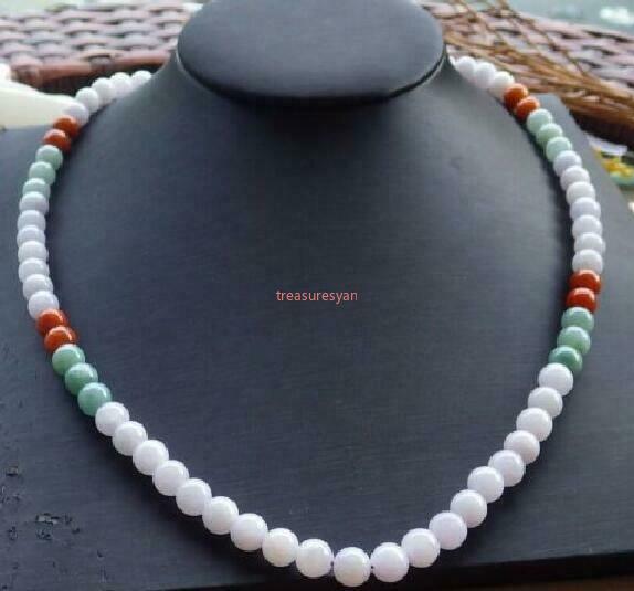 1pcs 3 Color Certified Natural A JADE Jadeite beads Necklace 20 inches