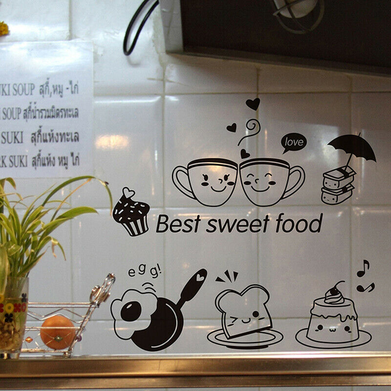 Fridge Coffee Stickers Removable Wall Stickers Room Wall Kitchen Stick .l8