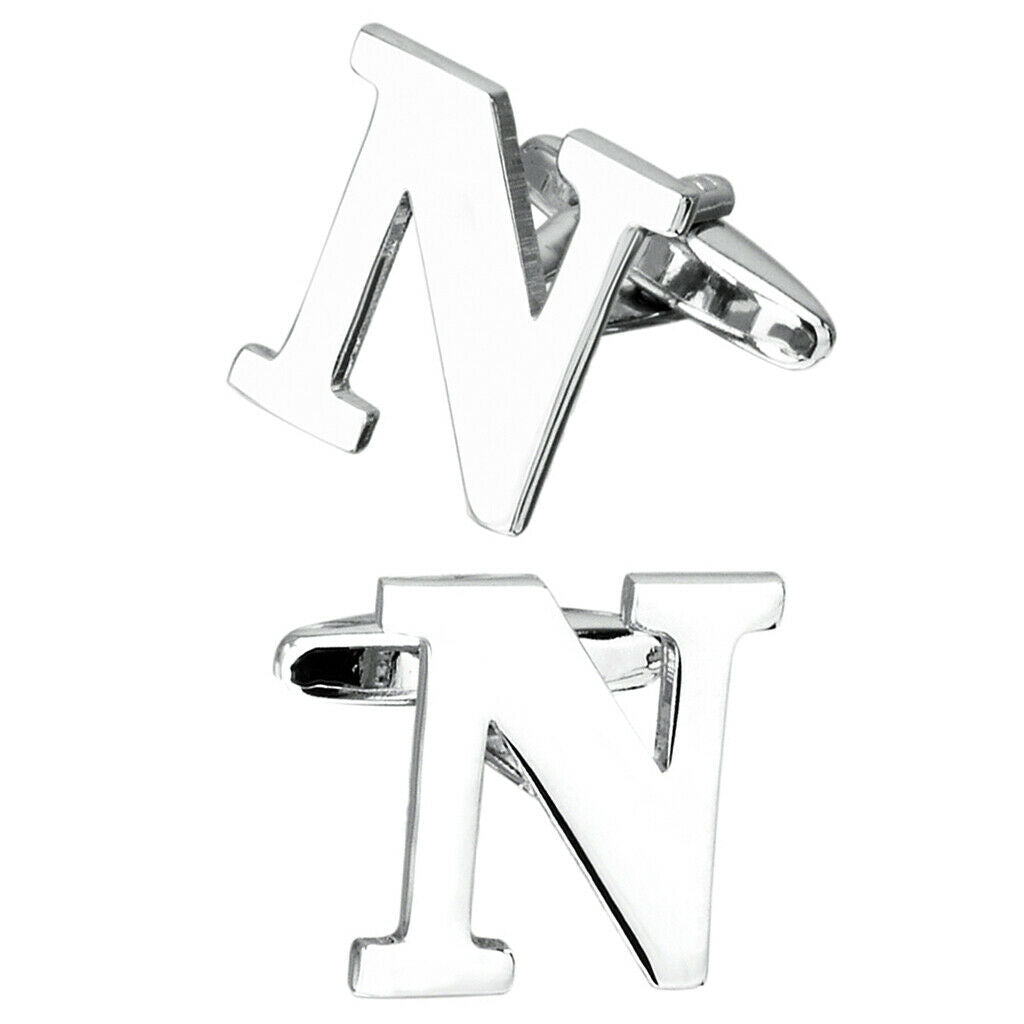 Men's Cuff Links Initial Personalized Capital Alphabet Letters Cufflinks N
