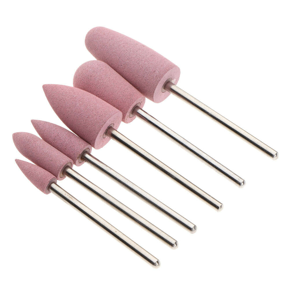 6pcs Silicone Nail Art Drill Bit 3/32â€™â€™ Cuticle Cleaner Electric Files Manicure