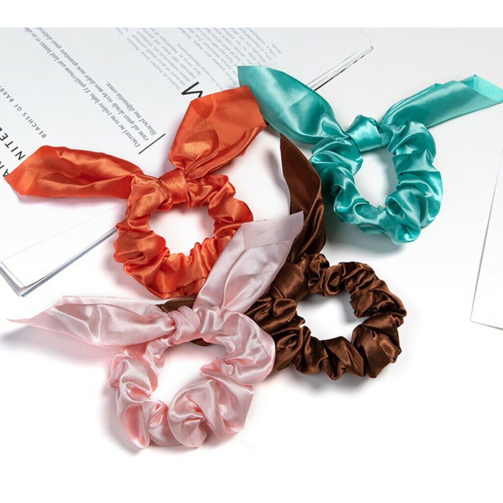 30Lot Ribbon Hair Scrunchies Colorful Stretchy Hair Rope Tie Ponytail Holder