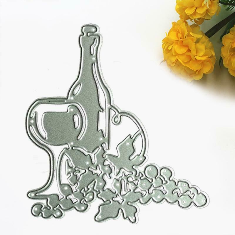 Red Wine Metal Cutting Dies Stencil DIY Scrapbooking Album Paper Card Template