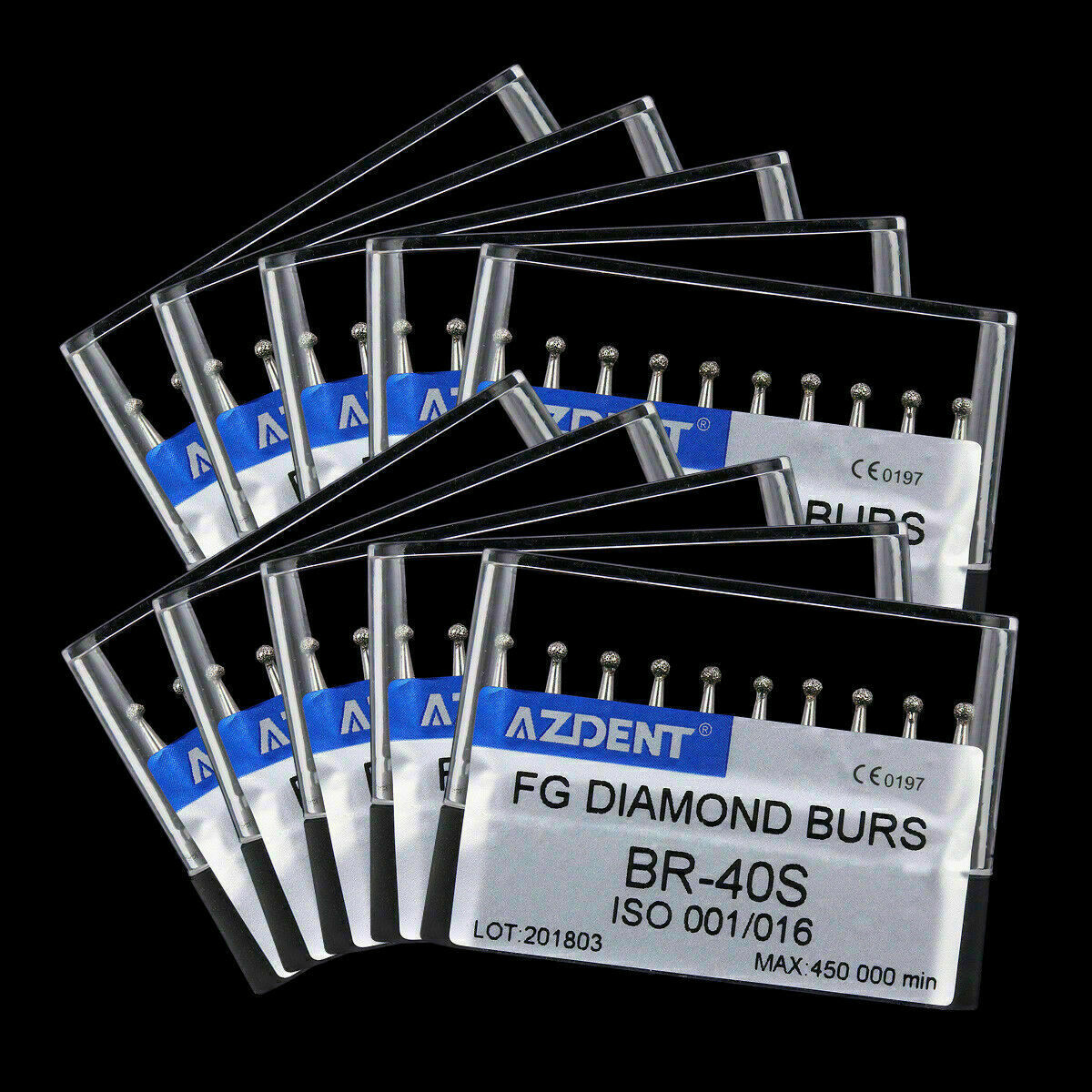 100Kit Dental Diamond Burs BR-40S Super Coarse Ball Shape FG For High Handpiece