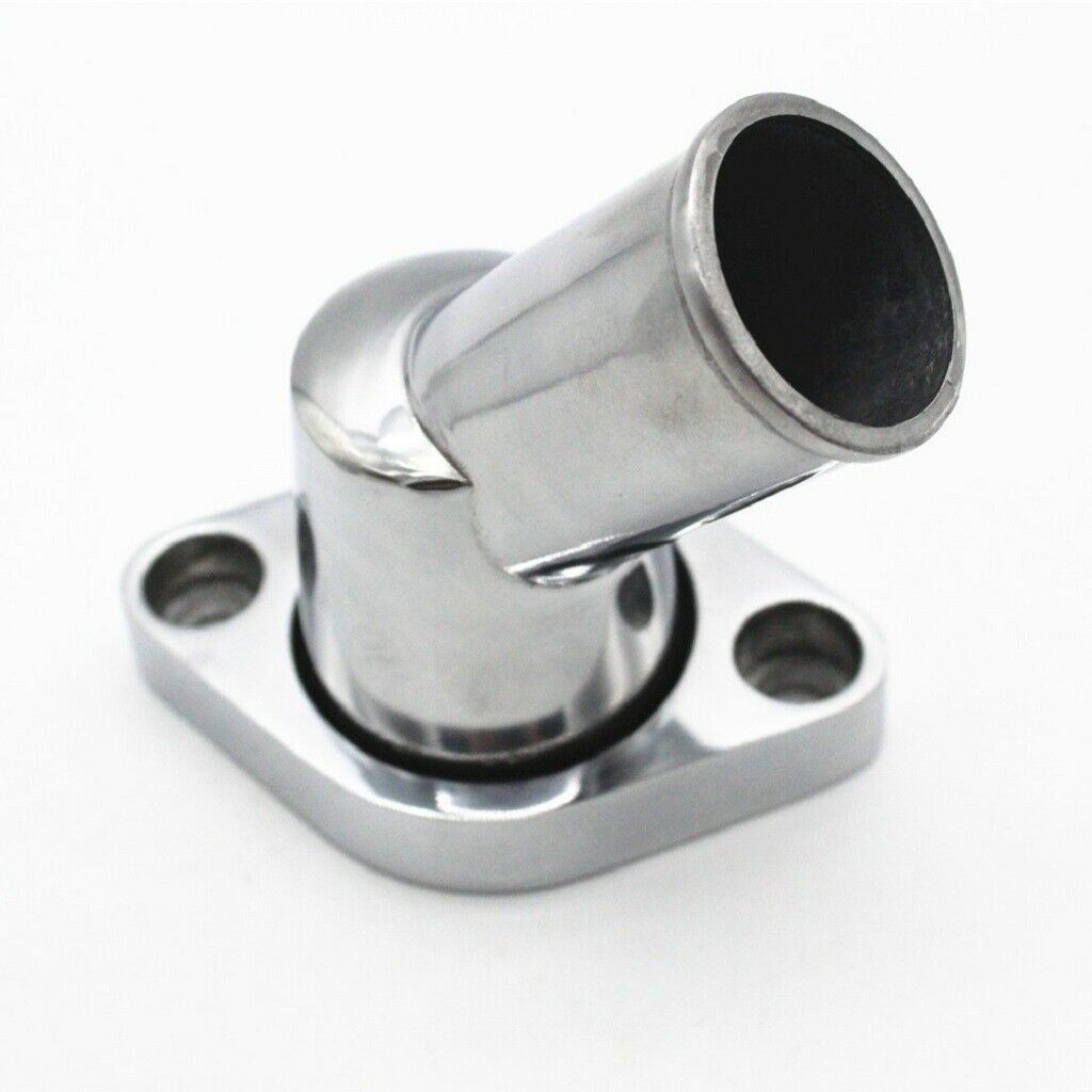 45° Chrome Water Neck Thermostat Housing for Chevy SBC BBC 305 327 350 348