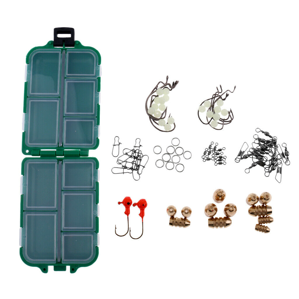 85Pcs Fishing Accessories Kit,Jig Hooks,Bass Casting Sinker Weights, Swivels