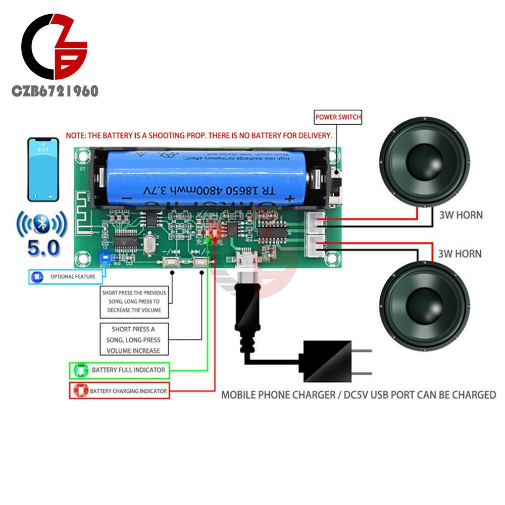 PAM8403 Digital Amplifier Board Bluetooth 5.0 Audio Module 2 Channel 2*3W DIY