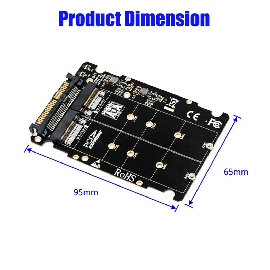 M.2 NVME SSD Key M Key B SSD to U.2 SFF-8639 Adapter Card Converter for PC