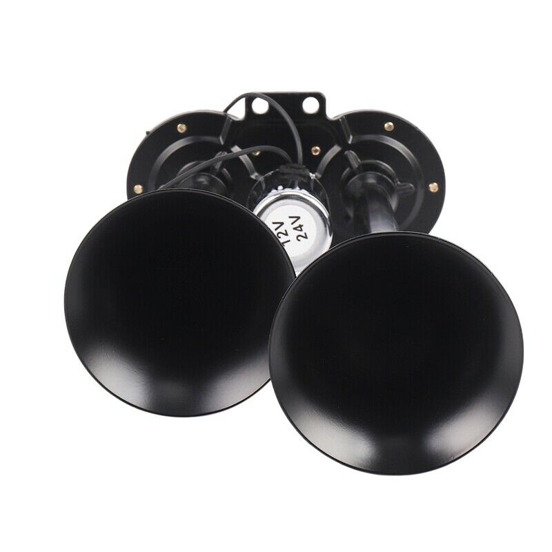 12V/24V 178DB Universal Super Loud Black Dual Trumpet Air Horn for Cars TrucksZ2