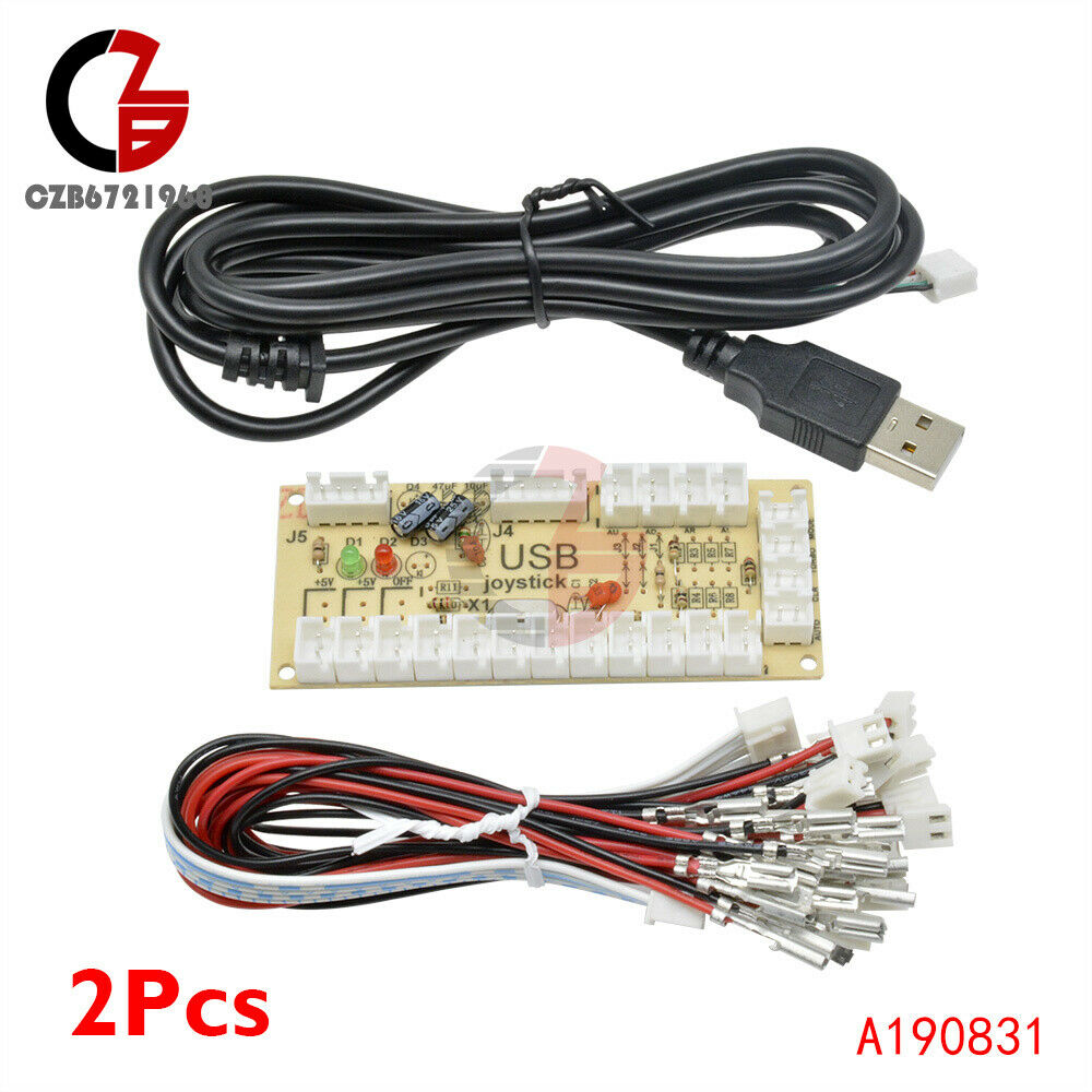 2PCS Zero Delay Arcade USB Encoder PC to Joystick For MAME Fight Stick Control