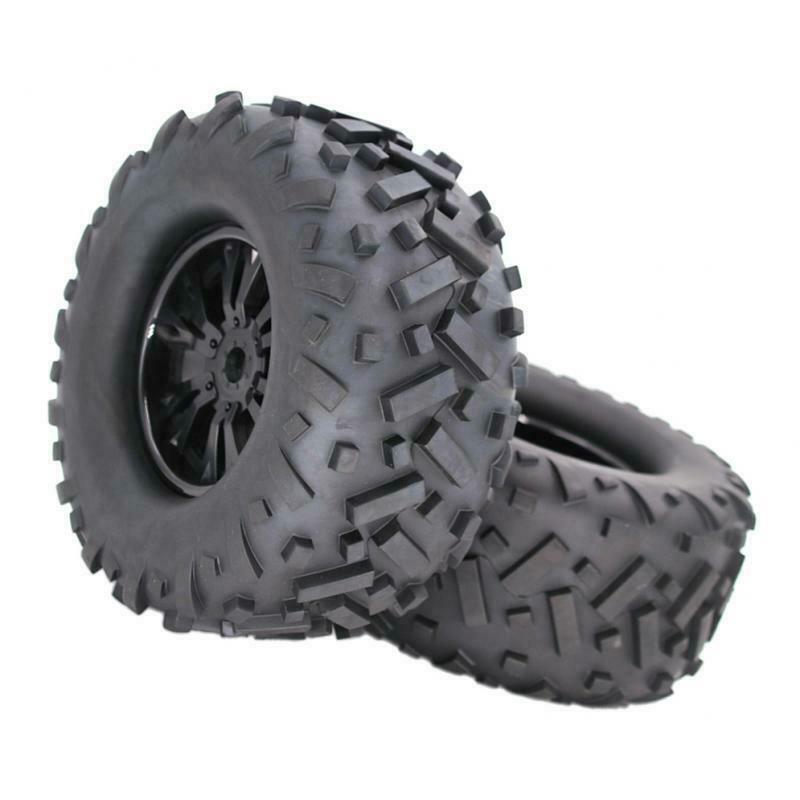 2 Pieces 170mm Rubber Wheels Rims Tire Set for 1/8 RC Monster Spare Parts