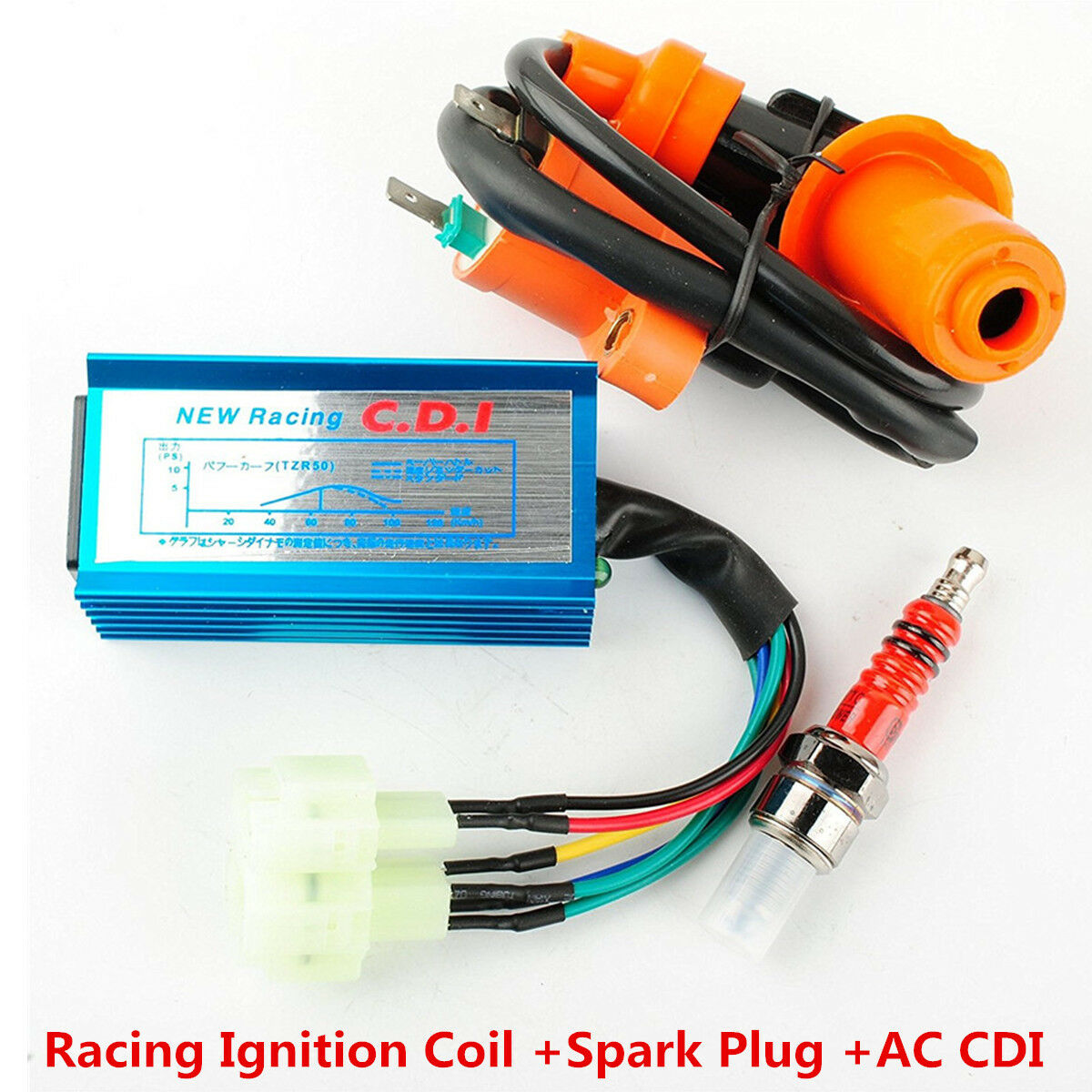 6 Pins Racing High Performance CDI +Ignition Coil+ Spark Plug for GY6 50cc-150cc