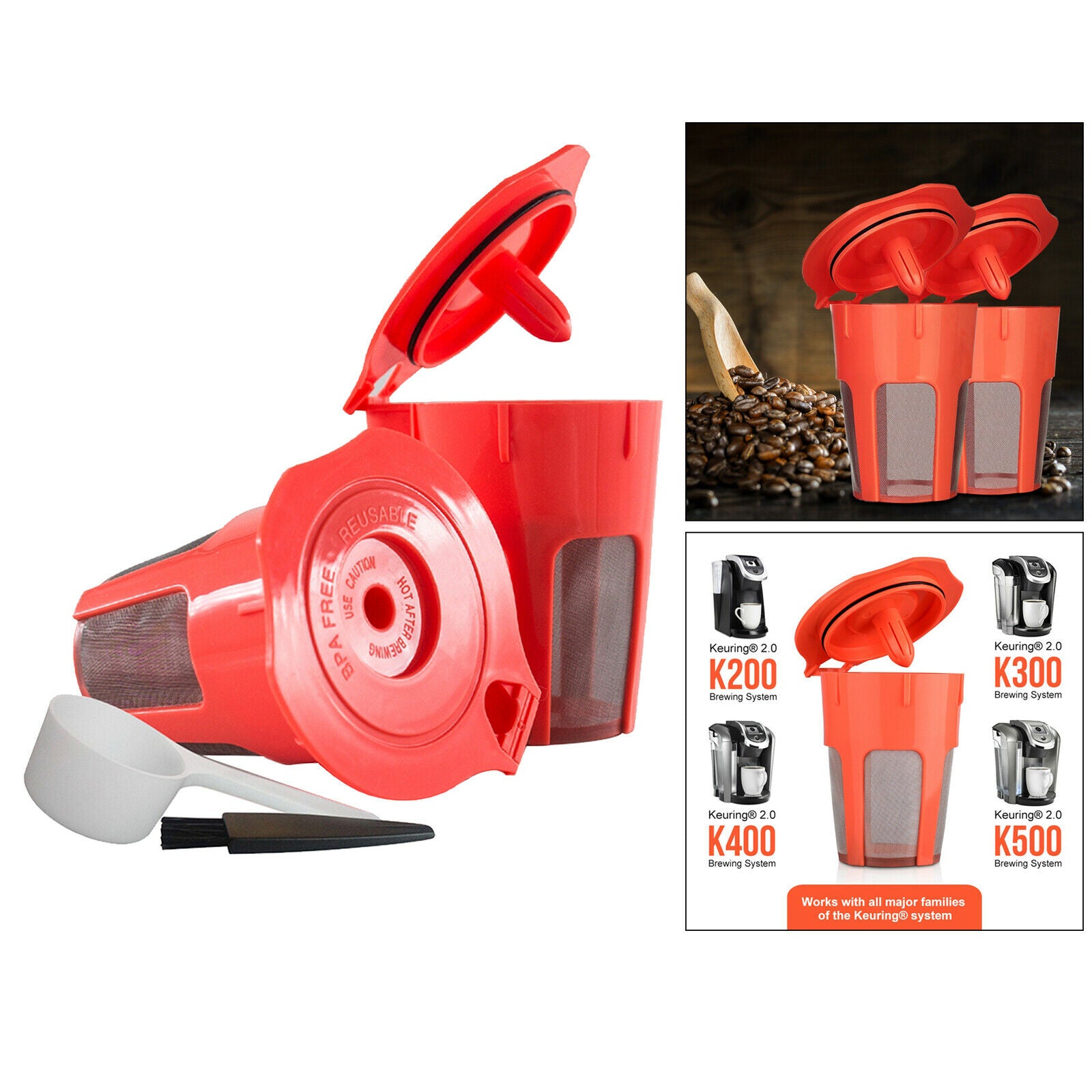 2x Reusable K Cups Refillable Kitchen Accessories for K500 K400 K300 K200