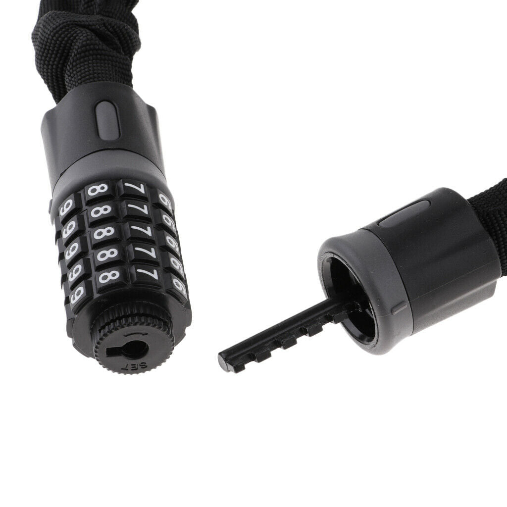 5 Digit Password Lock Cable Anti-theft Bikes Chain Lock MTB BMX Bike 60cm