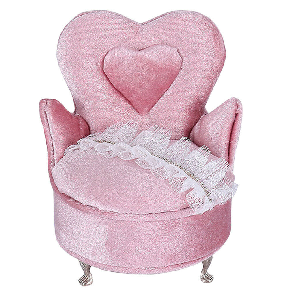 Pink Lace Single Chair Jewelry Box Organizer Travel Case Jewellery Display