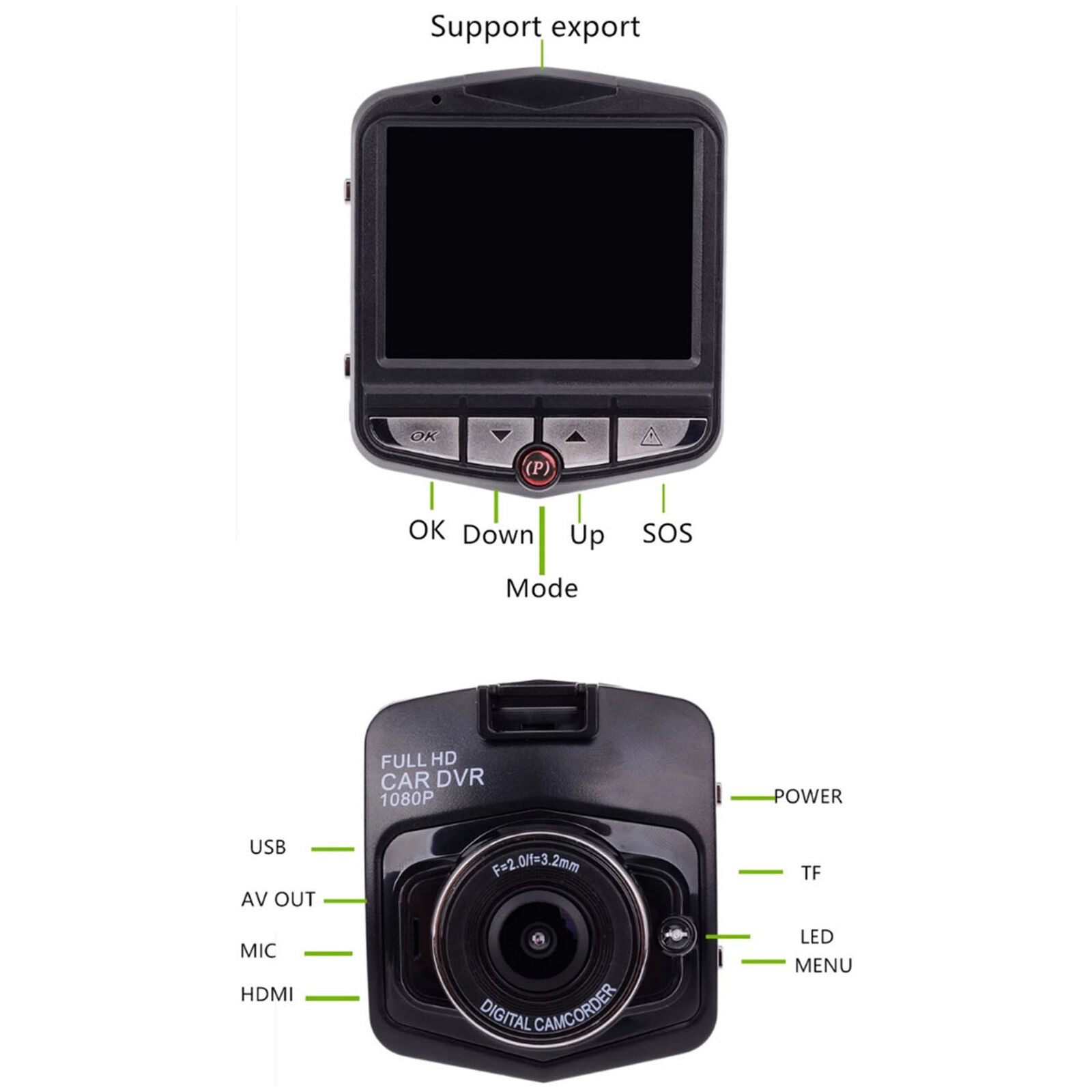 2.4'' Full HD 1080P Dash Cam Car Front or Rear DVR Camera Night Vision G-sensor